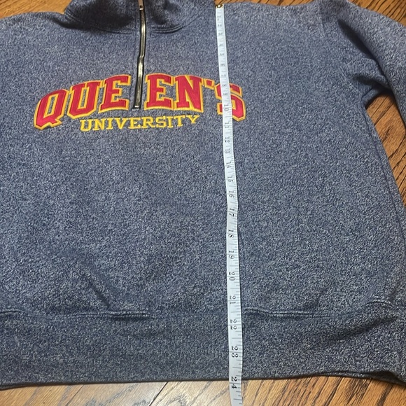 Queen's sz L quarter zip sweater grey heather red gold HoCo FoCo classic - Picture 6 of 8